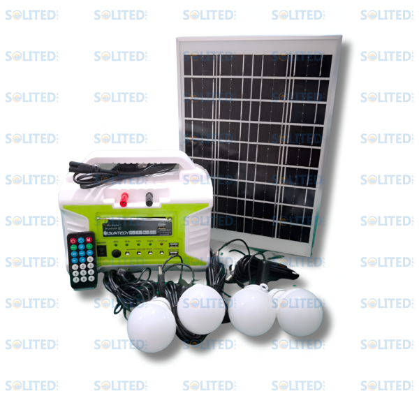 KIT MULTIFUNCIONAL PORTATIL CON BLUETOOH , 4 FOCOS Y BATERIA INTERNA DE 12V 7AH